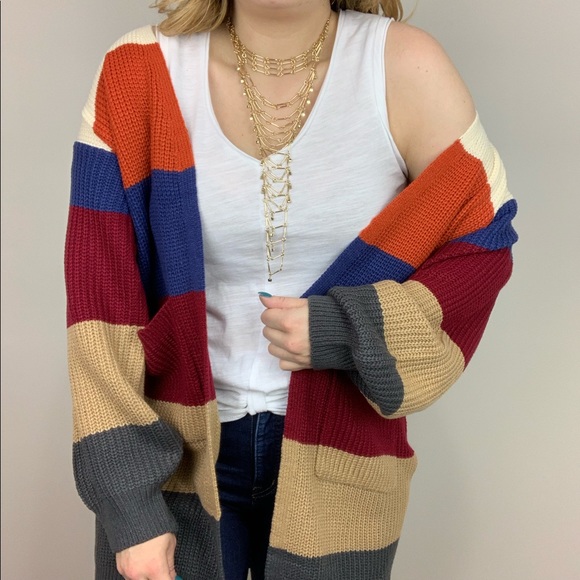 Free Spirit Bold Stripe Cardi S/M - Picture 5 of 8